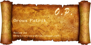 Orova Patrik névjegykártya
